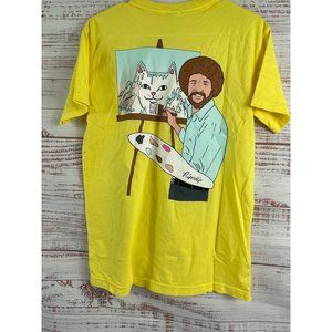 RIP N DIP‎ Yellow Shirt BOB ROSS Rare - Sz Small NWOT  Happy Trees